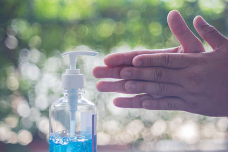 Alcohol Gel with hand cleaning.の写真素材
