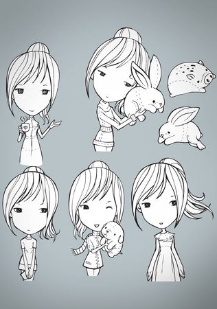 cute girlsのイラスト素材