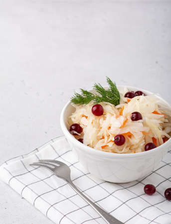 Sauerkraut on a bright tableの写真素材