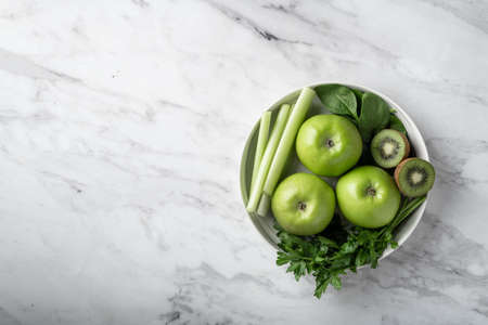 Green fruits and vegetables for making detox smoothie.の写真素材