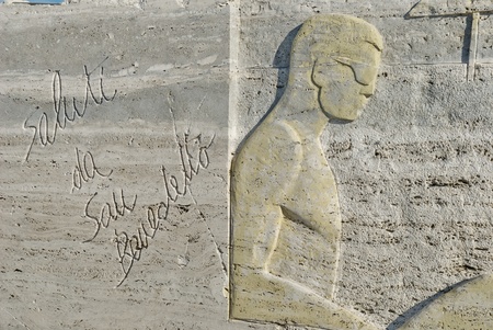 carved greetings from San Benedetto del Trontoの写真素材