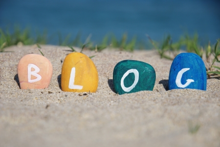 blog word and game with colourful pebblesの写真素材