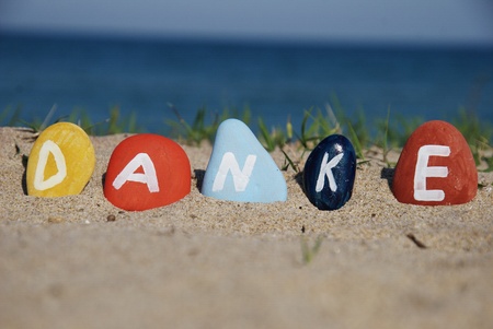 danke, german thank you on pebblesの写真素材