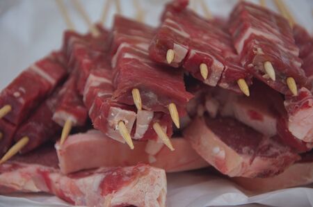Arrosticini, castrated sheep s meatの写真素材