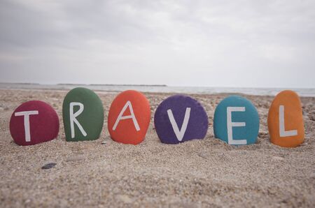 Travel, concept on colourful stonesの写真素材