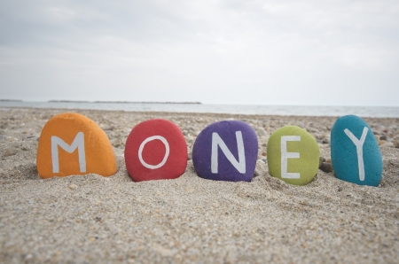 Money, conceptual colourful stones compositionの写真素材
