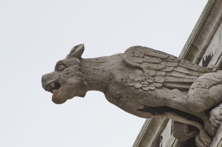 Carved figure, gargoyle, exterior of Sacre Coeur Basilicaの写真素材
