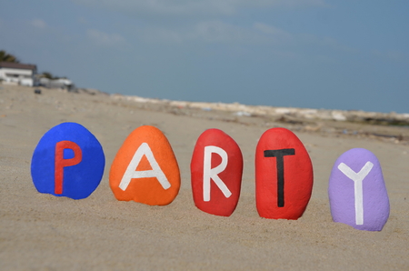 Party concept on colourful stonesの写真素材