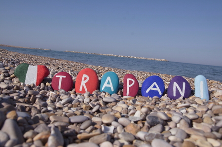 Trapani, souvenir with colored stonesの写真素材