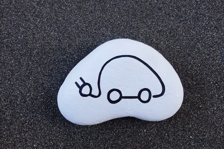 Electric car recharging design on a stoneの素材