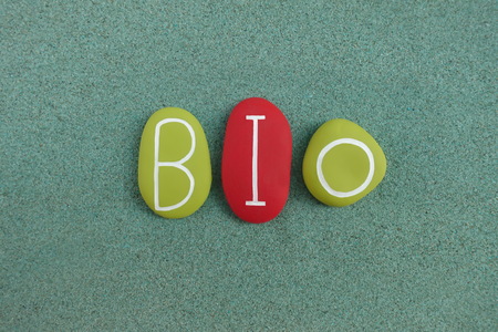 Bio text with green and red colored lettersの写真素材