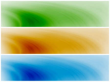Abstract banner background compostion - swirly waves in blue, green, orange, brownの写真素材