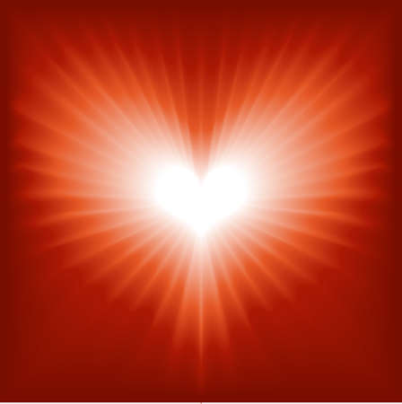 Glowing red and white heart for Valentine, romance, etc. Global colors, blend.のイラスト素材