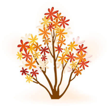 Abstract tree with flowery foliage in bright autumn colors.のイラスト素材