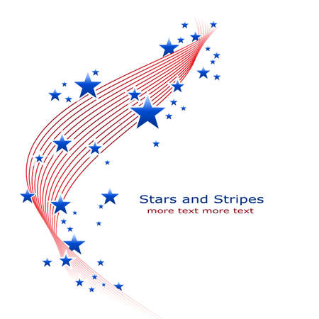 Red wavy lines and blue stars forming a patriotic border on white. のイラスト素材