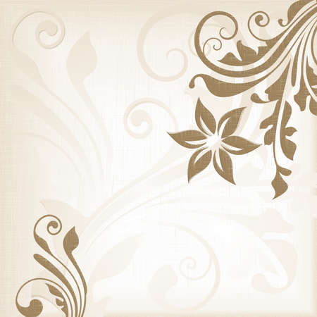 Pale beige background with a floral pattern and overlayed texture. Plenty of space for your text.のイラスト素材