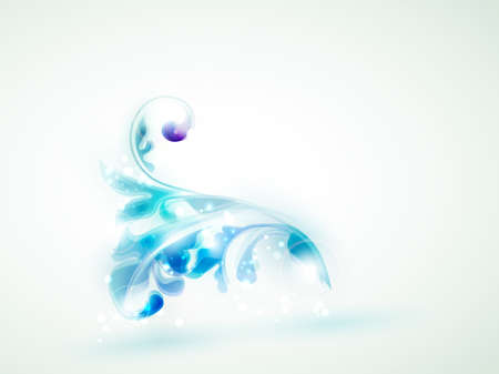 Abstract floral design element in shades of blue and green. のイラスト素材