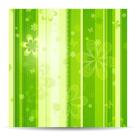 Stripes of various shades of green overlayed with dots, flowers, butterflies and patterns. Great for floral and spring themes.のイラスト素材