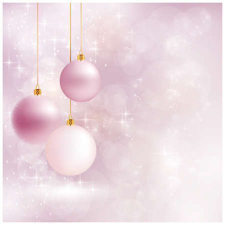 Abstract soft blurry background with baubles, bokeh lights, and stars. The festive feeling makes it a great backdrop for Christmas designs. Copyspace.のイラスト素材