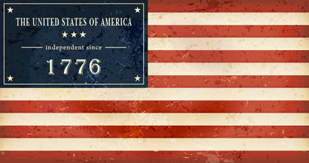 Independence Day background where in the flag of the USA the star field is replaced by the wording  The United States of America independent since 1776 のイラスト素材