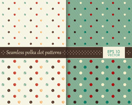 Abstract colorful polka dot repeating pattern on two different background colors that will tile seamlessly  のイラスト素材