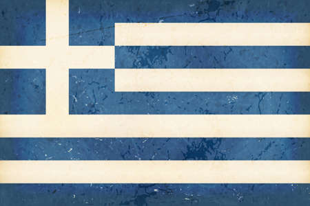 Vintage style flag of Greece. Grunge Elements give it an used and dirty feeling. Hoist (width) / Fly (length) of the flag = 2 to 3のイラスト素材