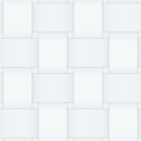 Off white monochrome seamless pattern consisting of interwoven paper stripes. Shadows give it a 3d feeling.のイラスト素材