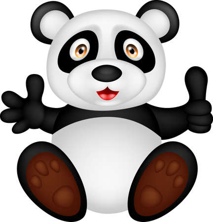  illustration of baby panda with thumb upのイラスト素材