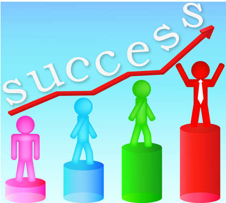 illustration of diagram for business with arrows and person のイラスト素材
