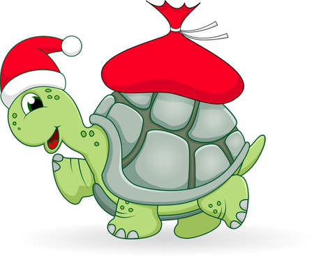 Christmas turtle cartoonのイラスト素材