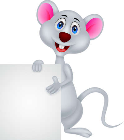 funny mouse cartoon with blank signのイラスト素材