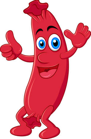 sausage cartoon with thumb upのイラスト素材