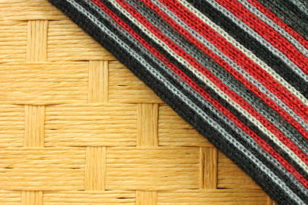 Wicker basket and scarf - detail of texture