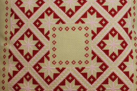 Red and beige embroidery, detail of pattern