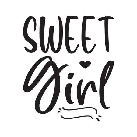 sweet girl black letters quoteのイラスト素材
