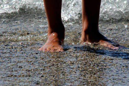 Walk on the Italian beach of Calabriaの写真素材