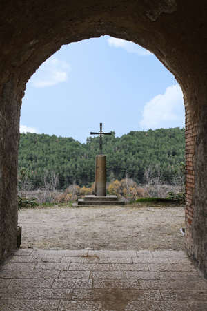 Crucifix external duomo casertavecchiaの写真素材
