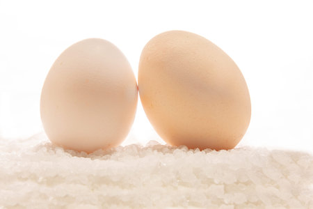 Chicken eggs isolated on white background.