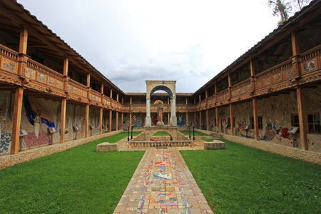 The patio of the very nice mosaic church of Polloc, northern Peru near Cajamarcaの写真素材