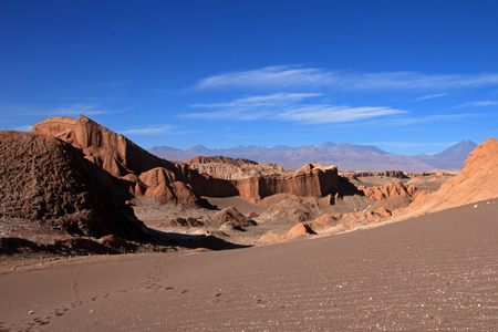 Amphitheater, valle de la Luna, Valley of the Moon, west of San Pedro, Atacama desert of Chileの写真素材
