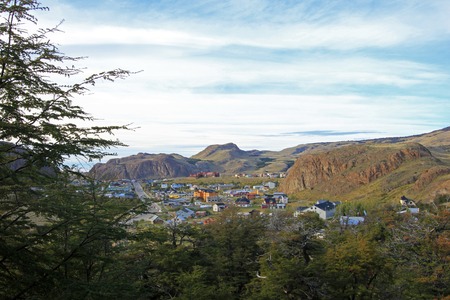 Panoramic view of El Chalten, Patagonia, Argentinaの写真素材