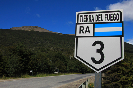 Road sign ruta route 40, Patagonia Argentinaの写真素材