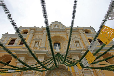 La Merced church, Antigua, Guatemala Central Americaの写真素材