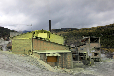 Sulfur mine and mining industry, vulcano Purace, near Popayan, Colombia, South Americaの写真素材