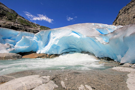 Nigardsbreen glacier, a beautiful arm of the large Jostedalsbreen glacier. Nigardsbreen lies about...