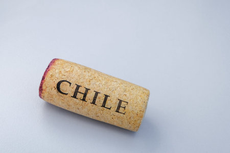 Wine cork of red wine with Chile sign, Chile, South Americaの写真素材