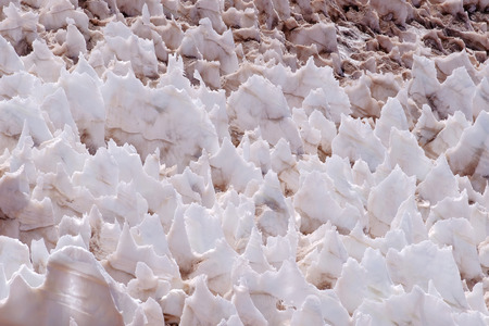 Ice or snow penitentes at Paso De Agua Negra mountain pass, Chile and Argentina boarder, South Americaの写真素材