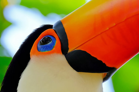 Toco Toucan, Ramphastos Toco, also known as the Common Toucan, Giant Toucan, perching in the trees,...