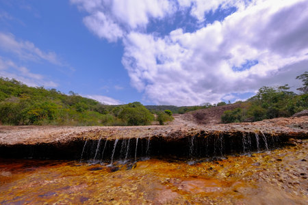 Lencois river with the Serrano pools and waterfalls, Lencois, Chapada Diamantina, Bahia, Brazil,...