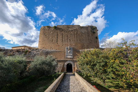 Beautiful medieval italian town with old houses, Sorano, Tuscany, Grosetoo, Italyの写真素材